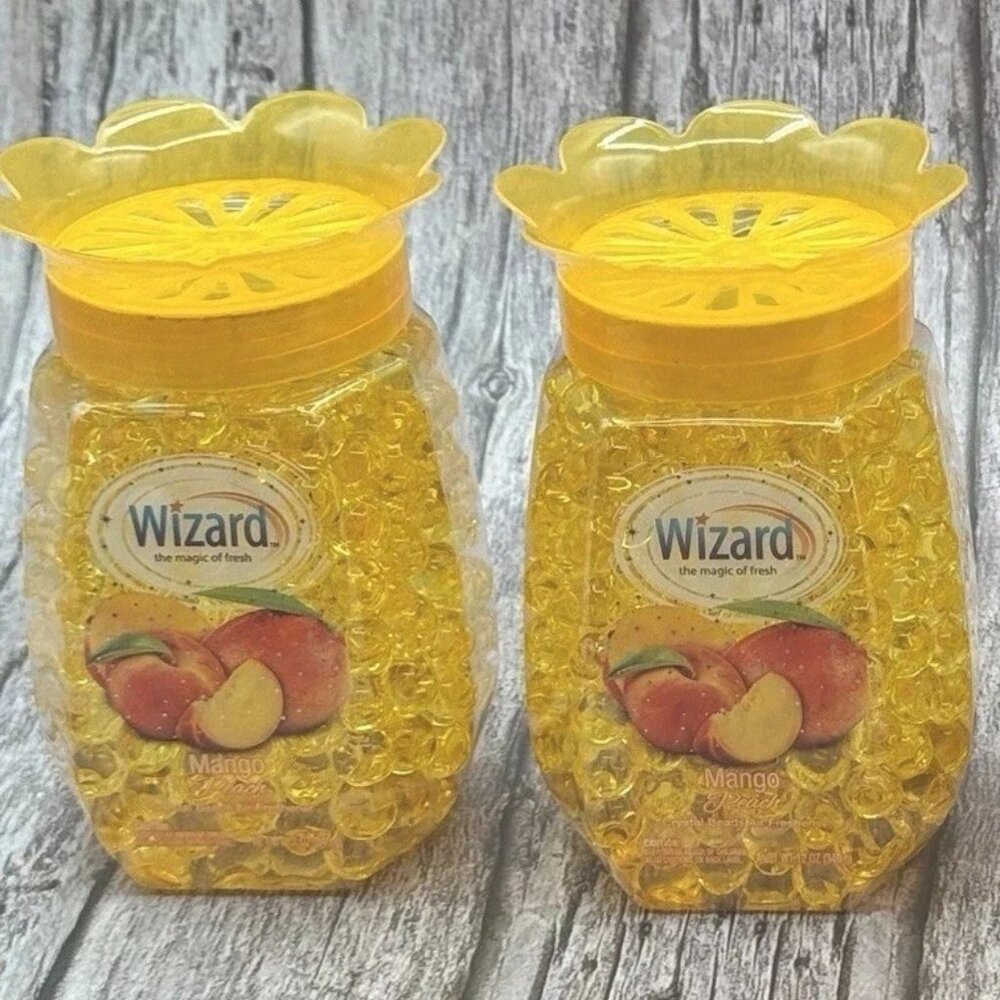 Wizard Mango Peach Crystal Beads Air Freshener 2 Pack Odor Eliminator 12 oz